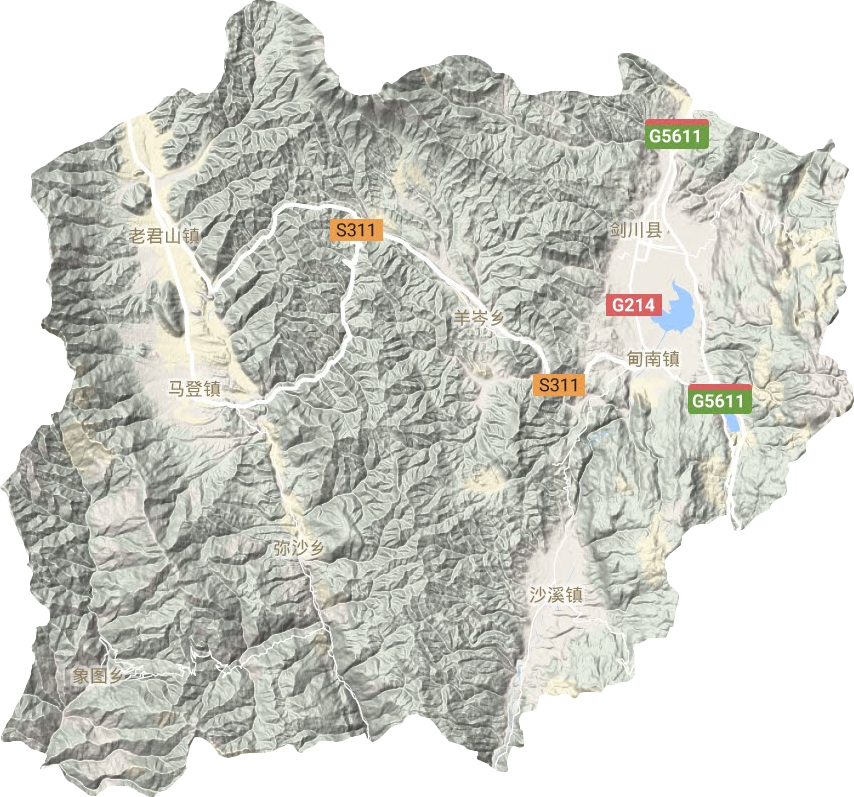 剑川县地形地图