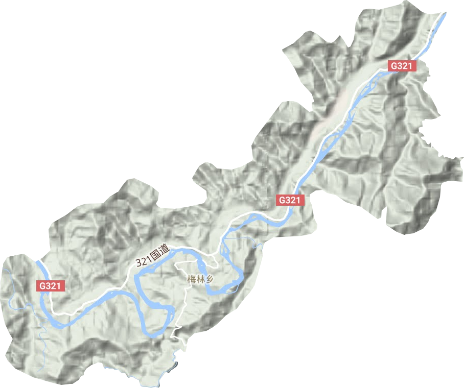 梅林乡地形地图
