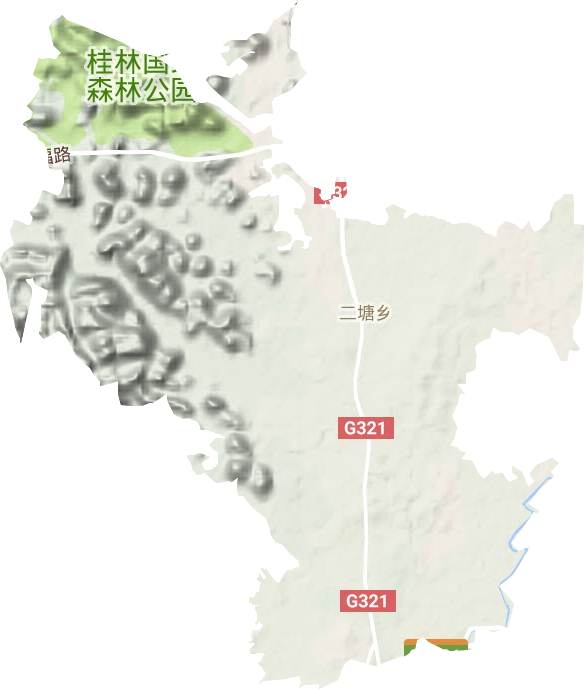 二塘乡地形地图