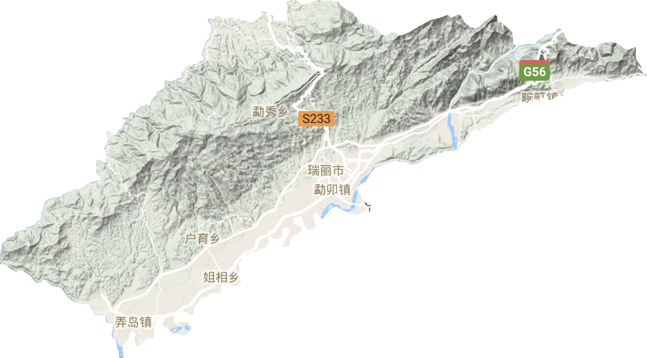 瑞丽市地形地图