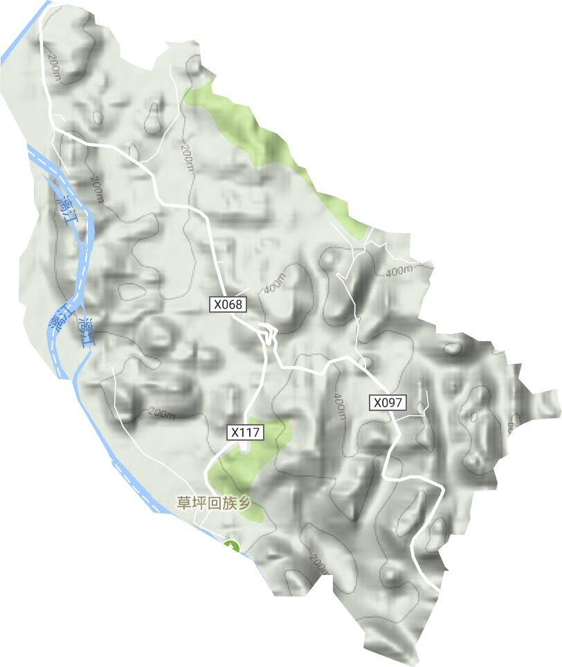 草坪回族乡地形地图