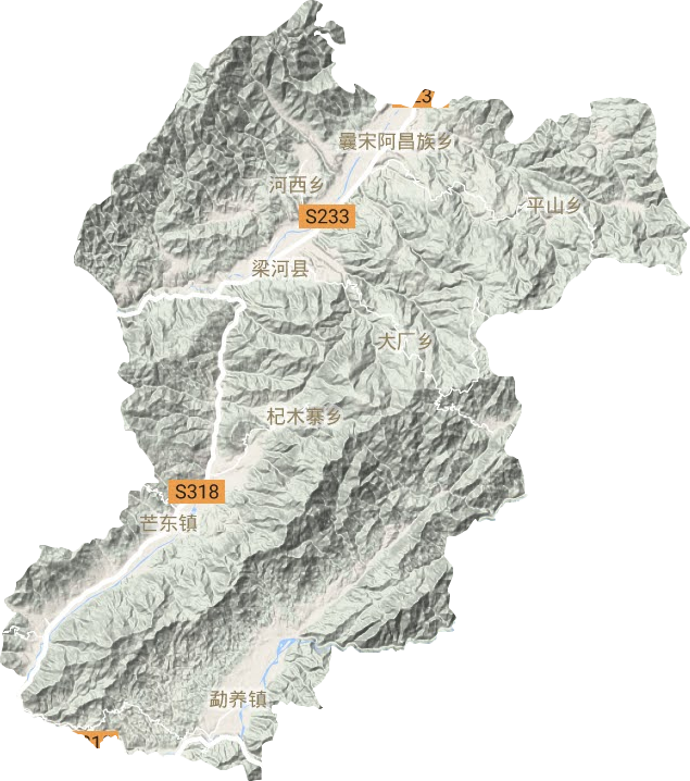 梁河县地形地图