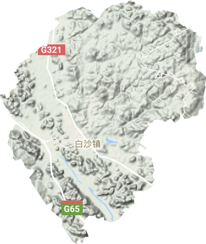 白沙镇地形地图