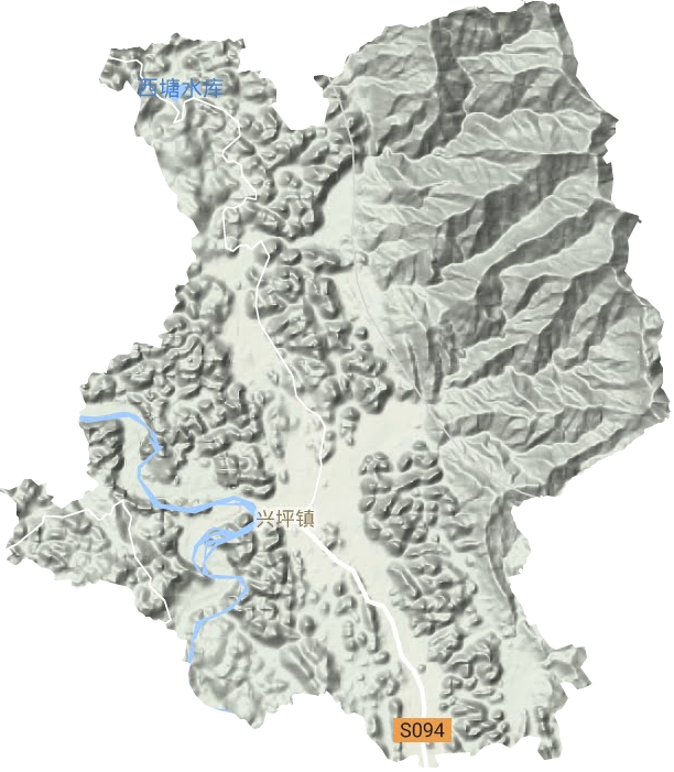 兴坪镇地形地图