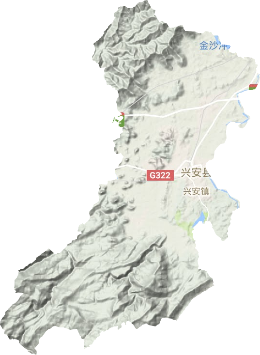 兴安镇地形地图