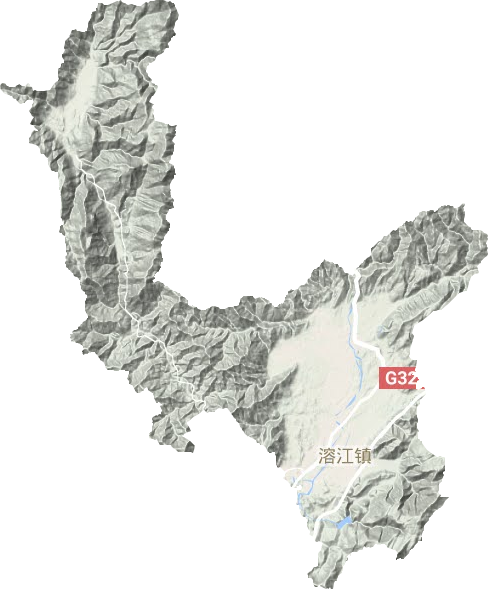 溶江镇地形地图