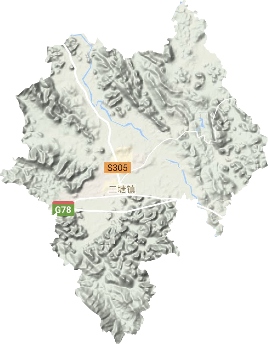 二塘镇地形地图