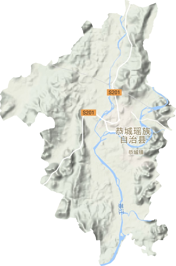 恭城镇地形地图