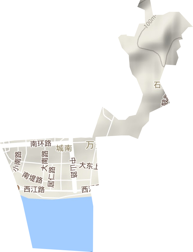 城南街道地形地图