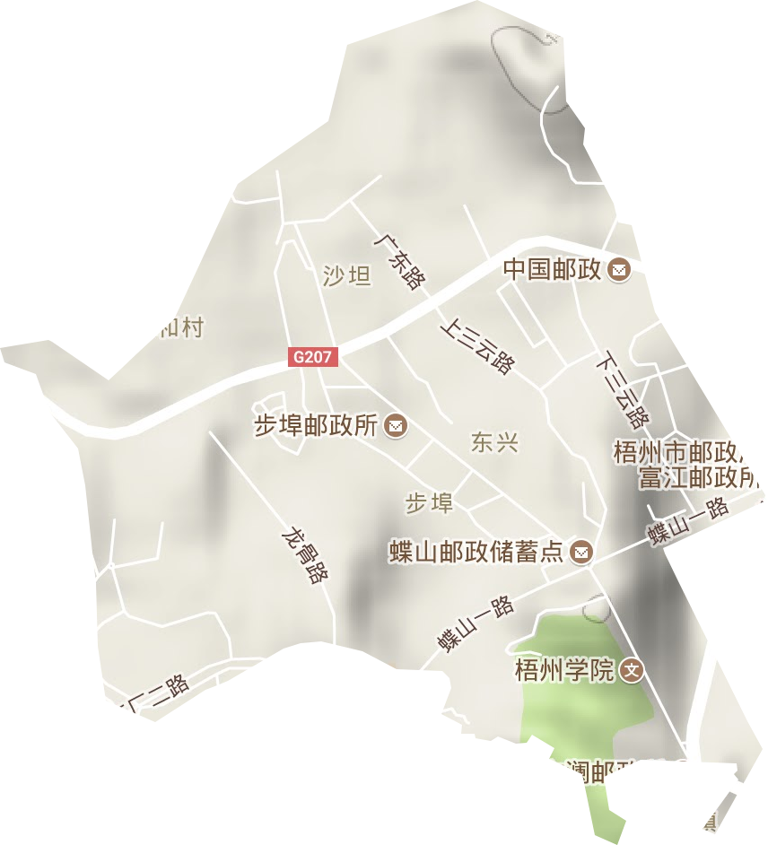 东兴街道地形地图