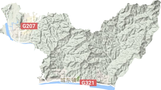 城东镇地形地图