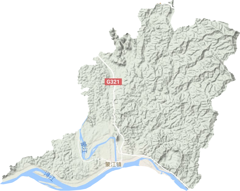 蒙江镇地形地图