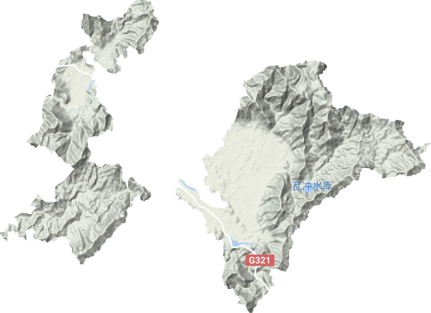 西河镇地形地图