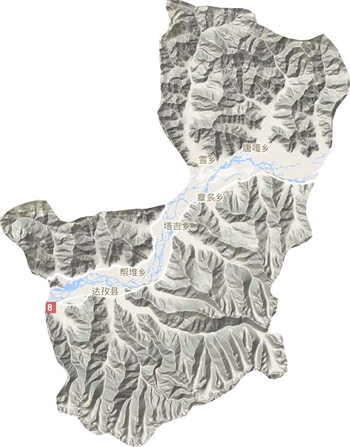 达孜县地形地图