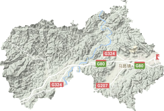 马路镇地形地图