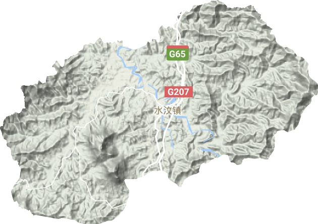 水汶镇地形地图