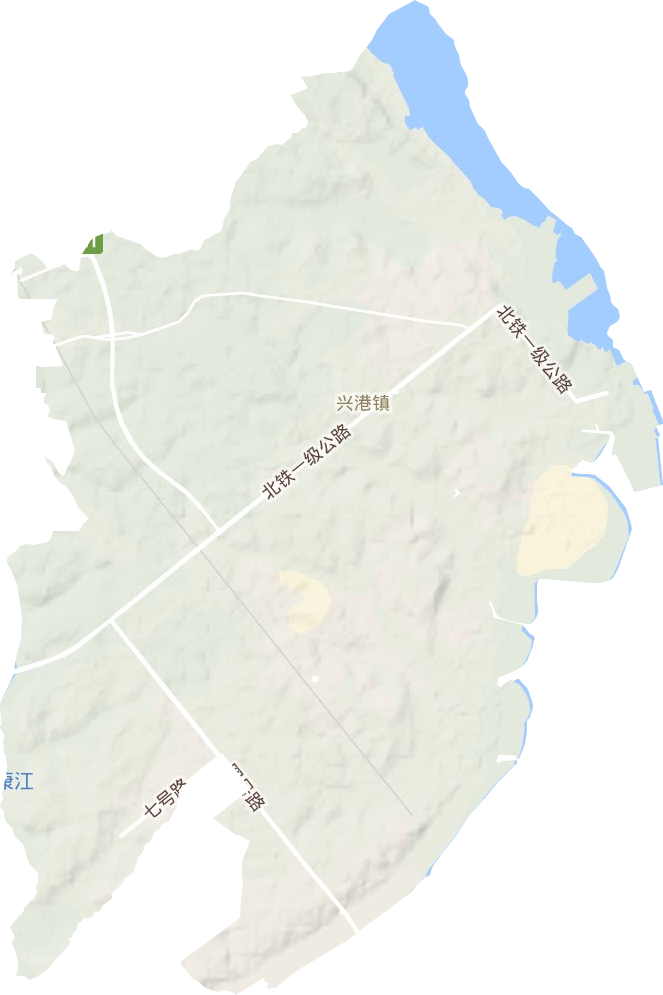 兴港镇地形地图