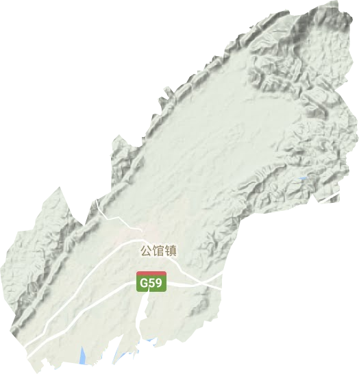 公馆镇地形地图
