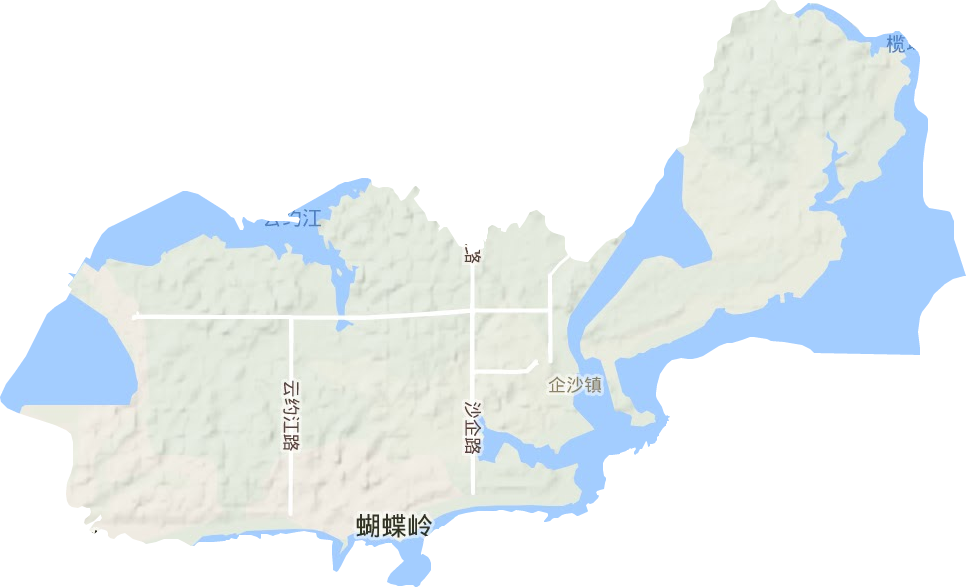 企沙镇地形地图