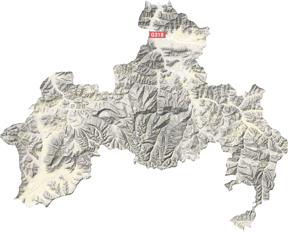 萨迦县地形地图