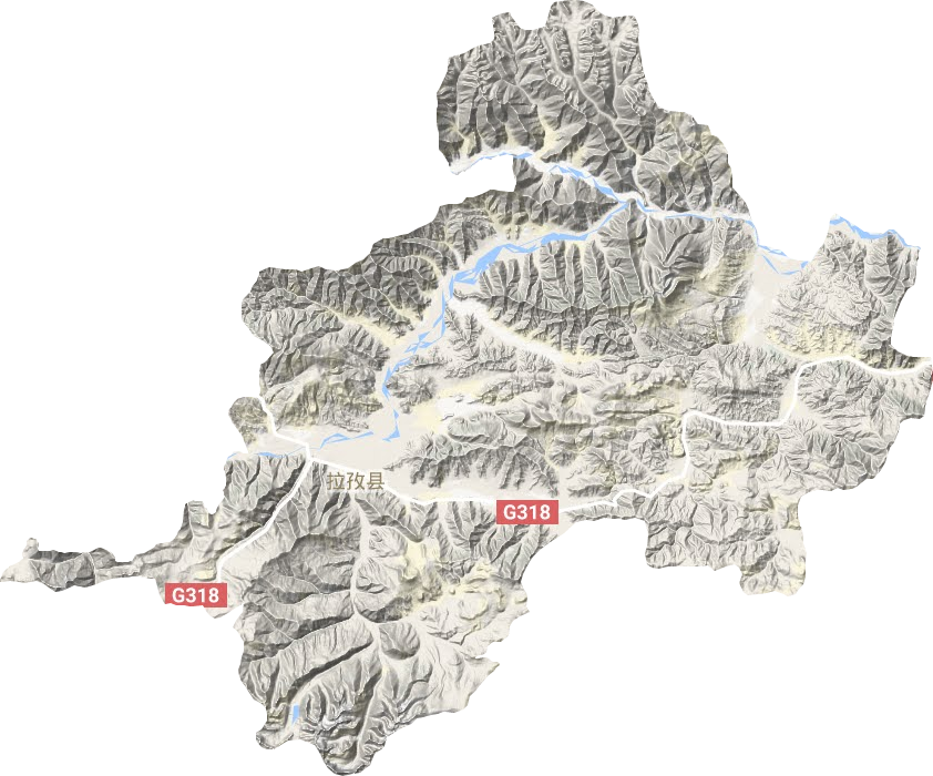拉孜县地形地图