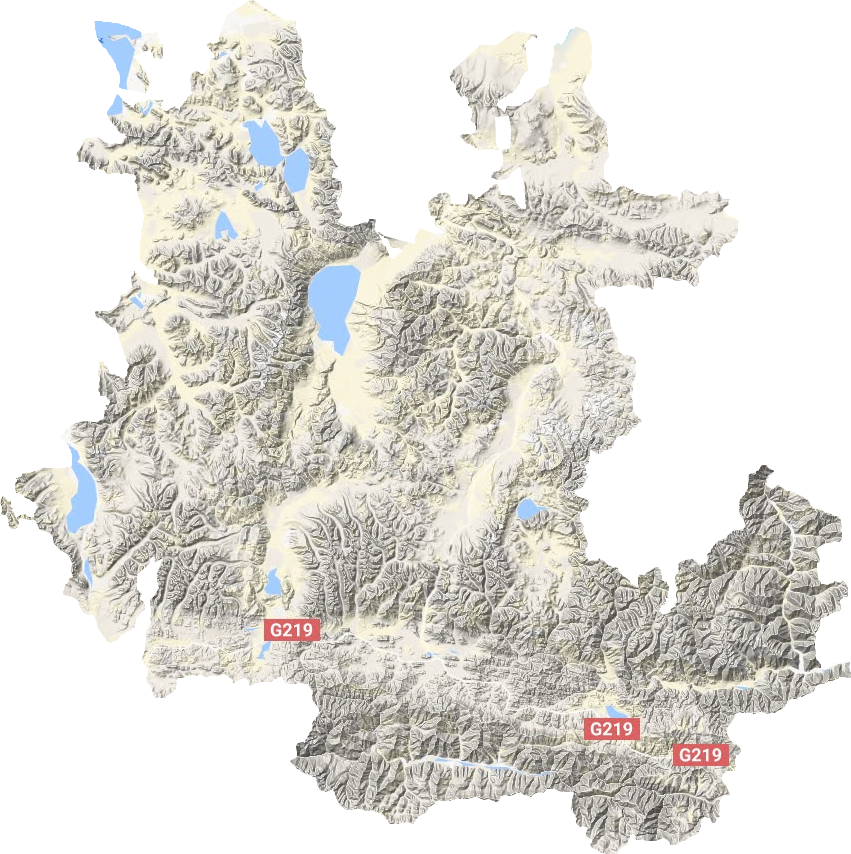 昂仁县地形地图
