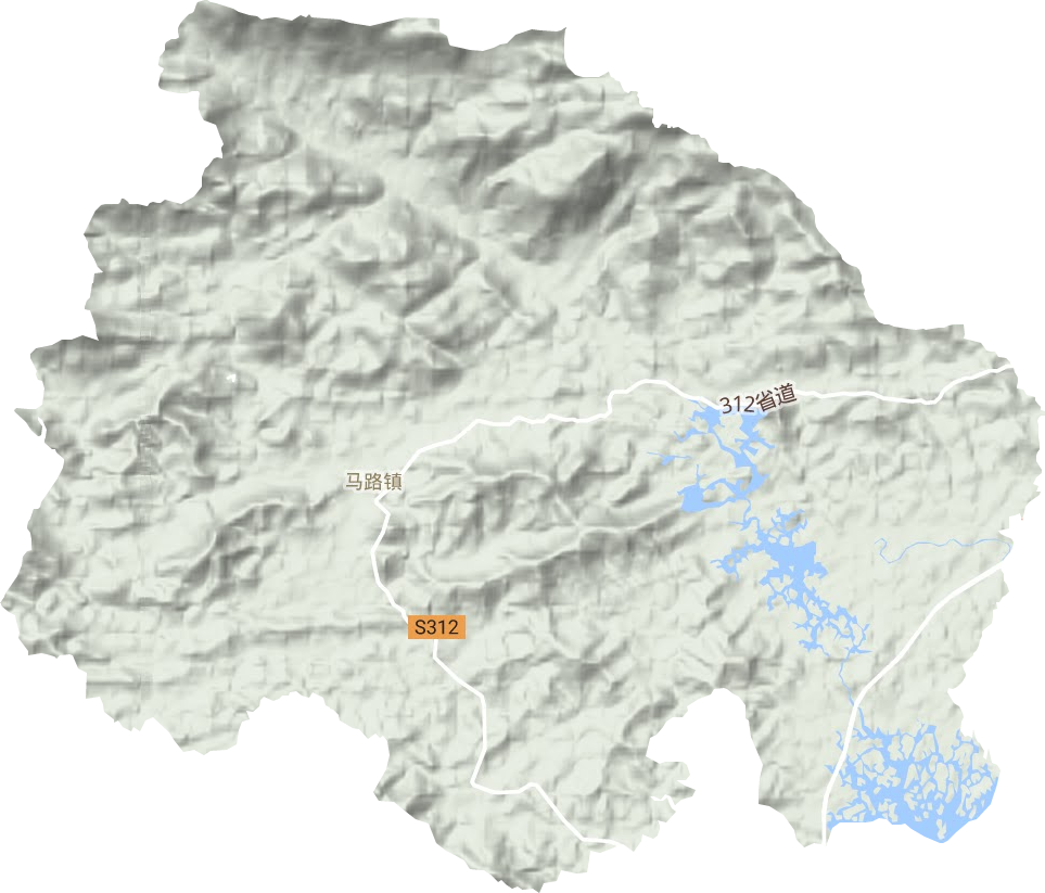 马路镇地形地图