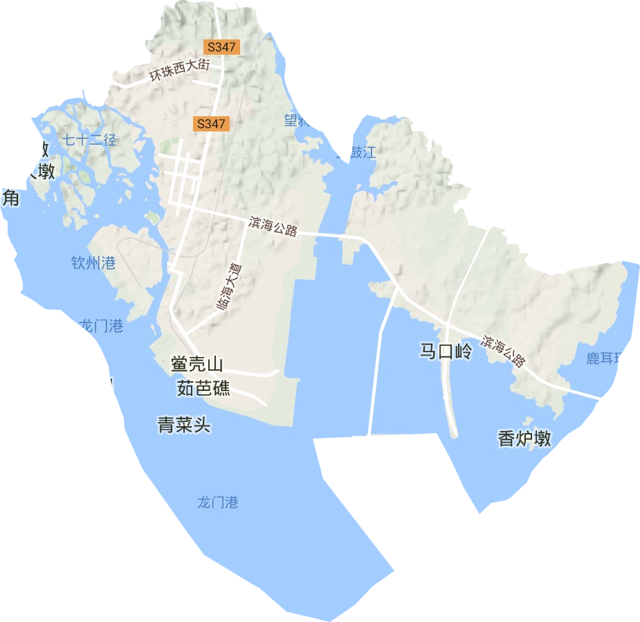 钦州港经济技术开发区地形地图
