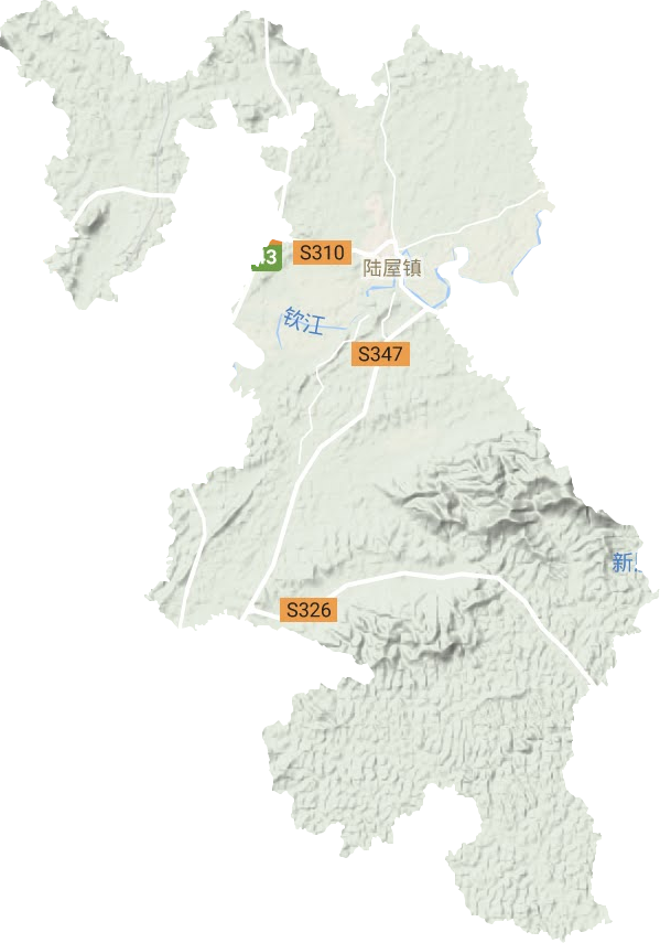 陆屋镇地形地图