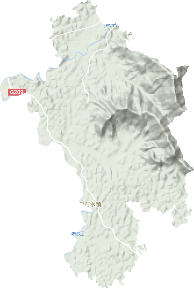 白石水镇地形地图