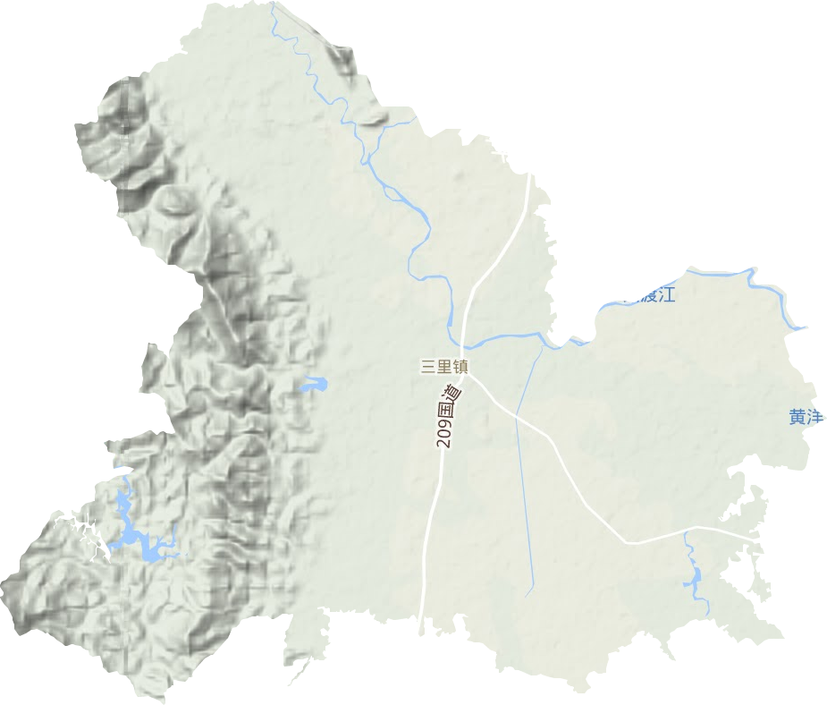 三里镇地形地图