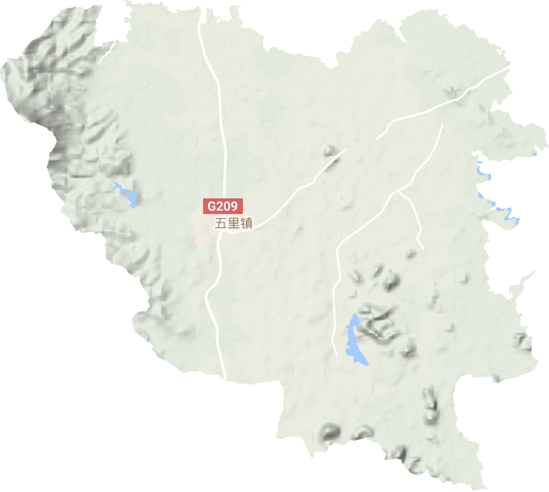 五里镇地形地图