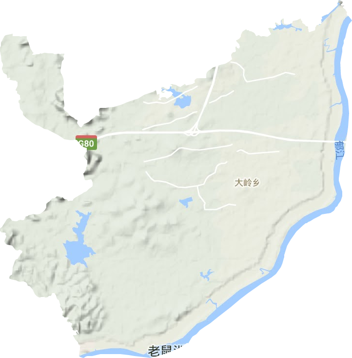 大岭乡地形地图