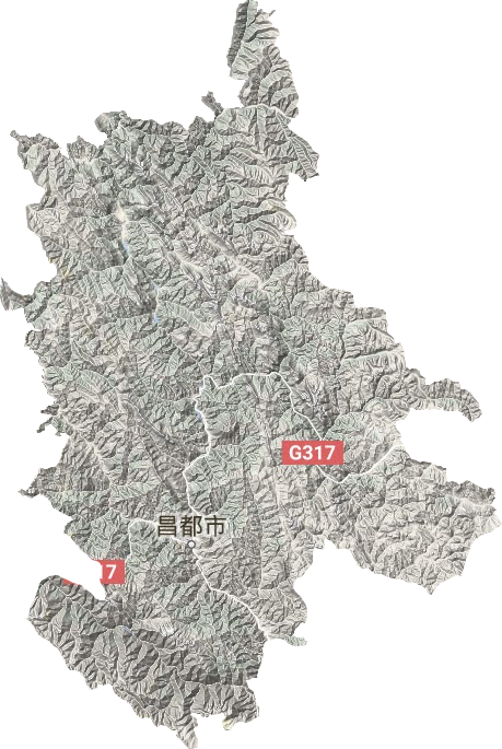 卡若区地形地图
