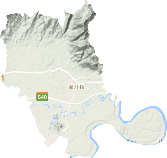 蒙圩镇地形地图