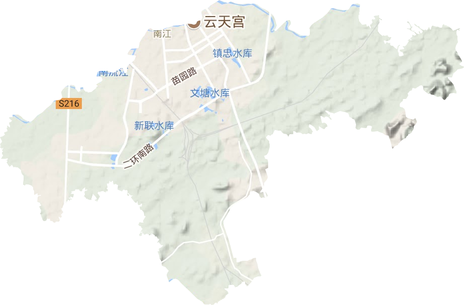 南江街道地形地图