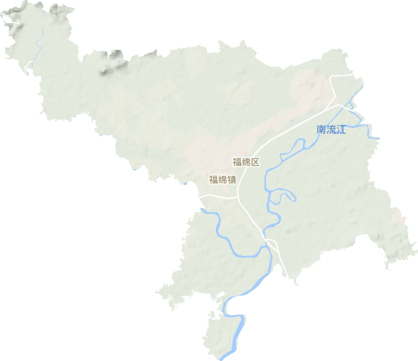 福绵镇地形地图