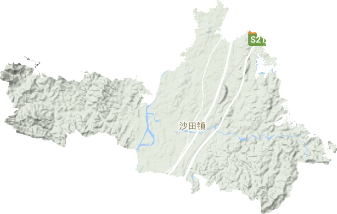 沙田镇地形地图