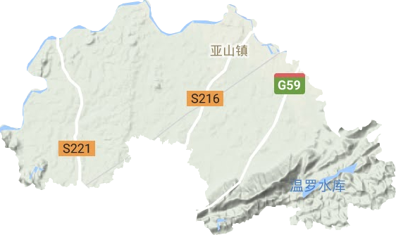 亚山镇地形地图
