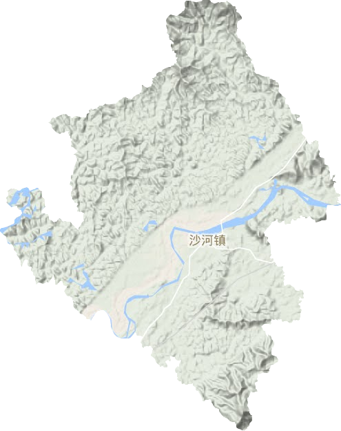 沙河镇地形地图