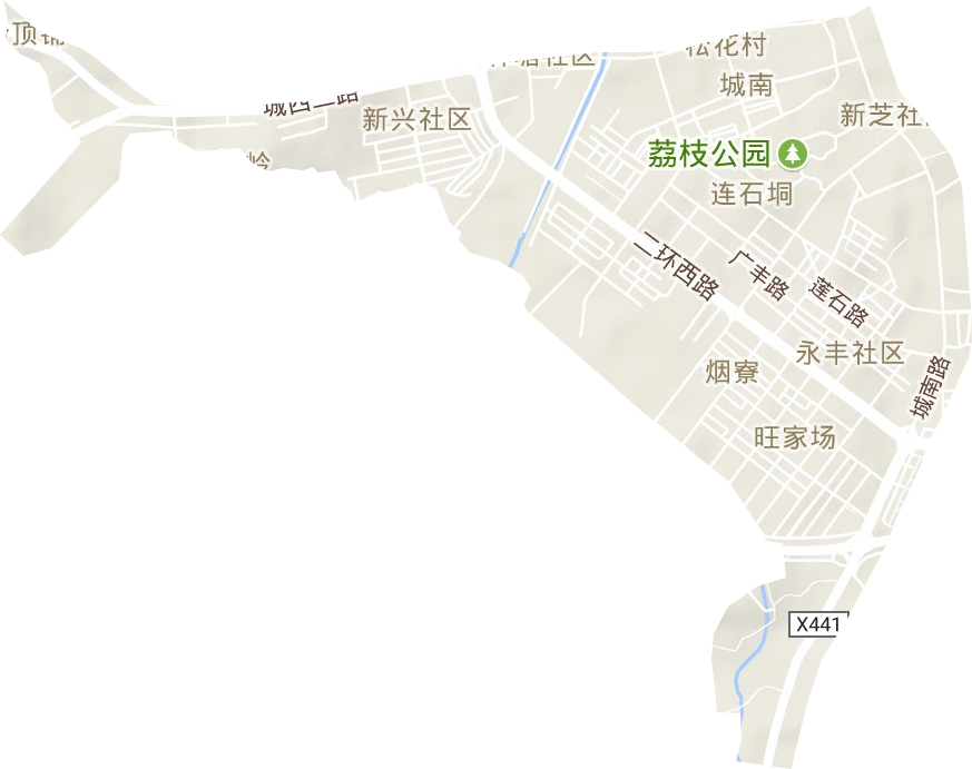 城南街道地形地图