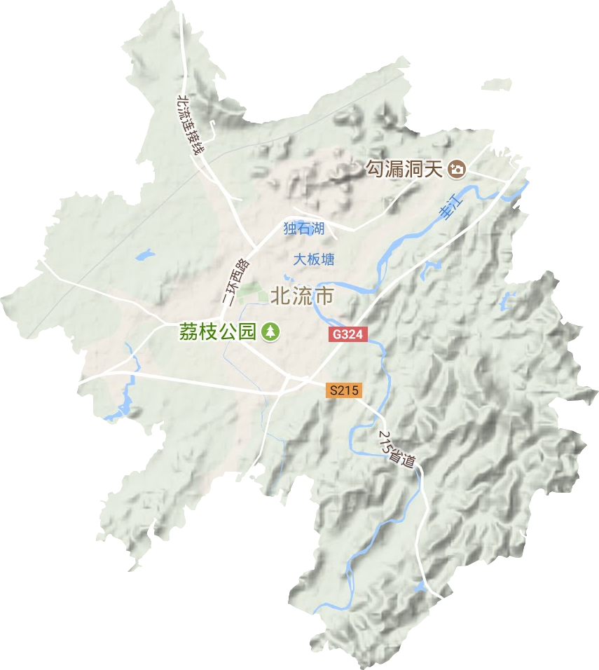 北流镇地形地图