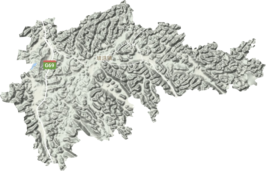 坡洪镇地形地图