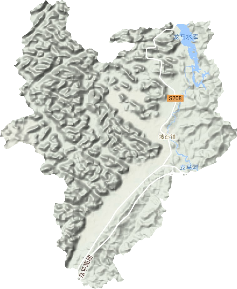 坡造镇地形地图