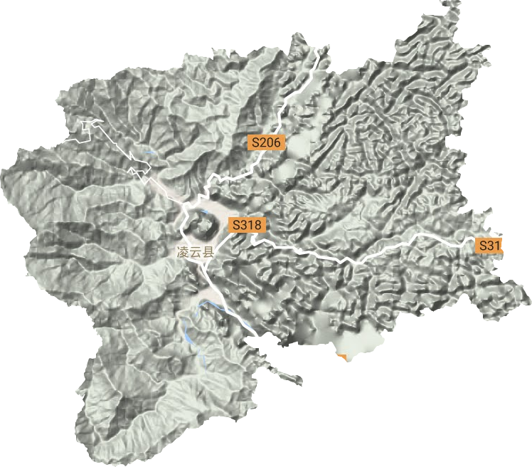 泗城镇地形地图