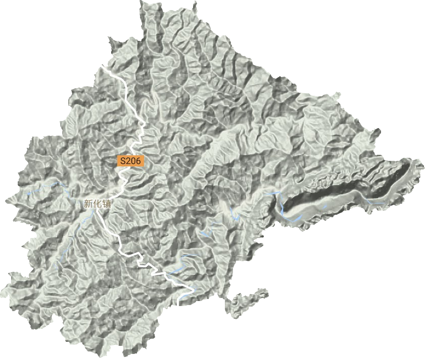 新化镇地形地图