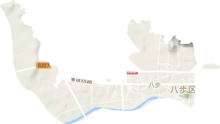 八步街道地形地图