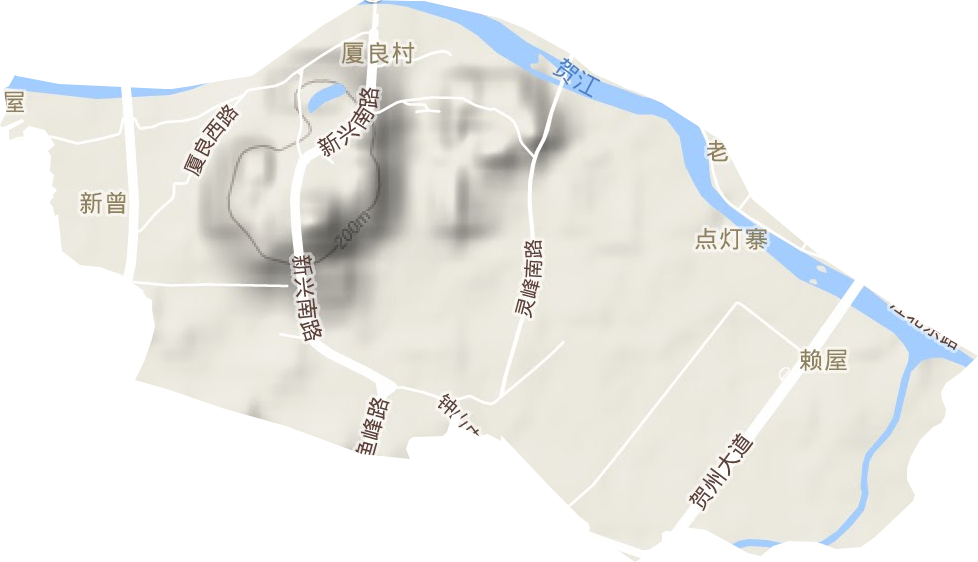 江南街道地形地图