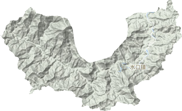 水口镇地形地图