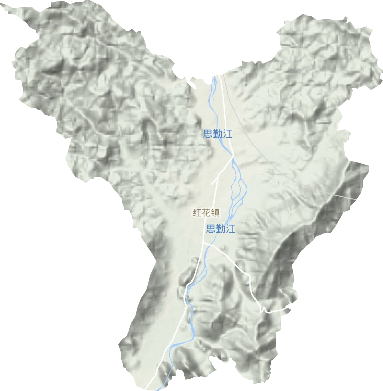 红花镇地形地图